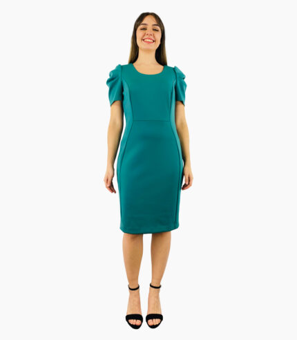 Vestido entallado largo a la rodilla, manga corta - Calvin Klein