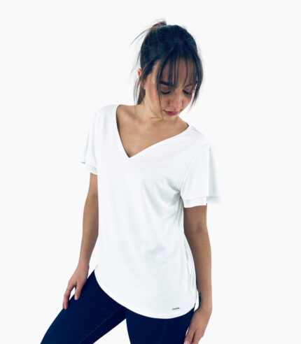 Camiseta cuello pico manga corta tipo farol - Calvin Klein