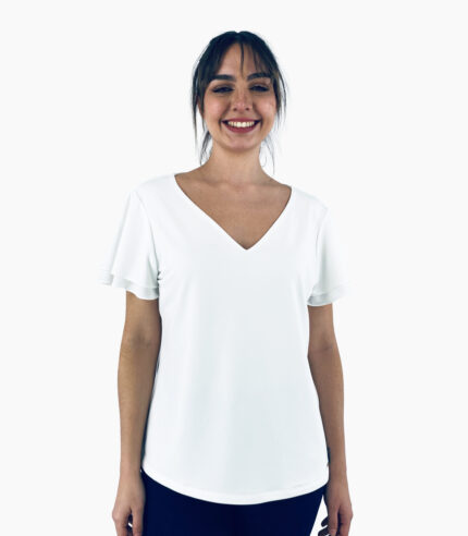 Camiseta cuello pico manga corta tipo farol - Calvin Klein