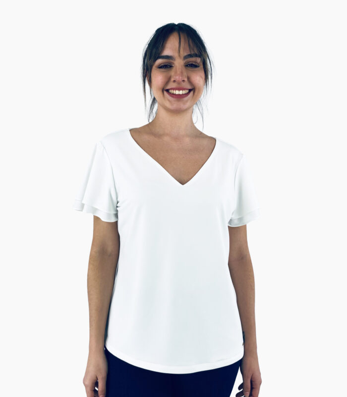 Camiseta cuello pico manga corta tipo farol - Calvin Klein