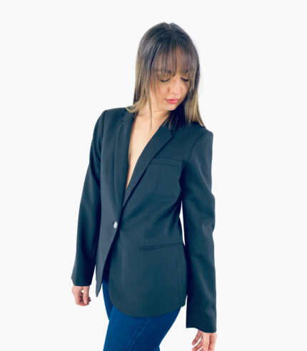 Blazer entallado de cuello solapa negro - Calvin Klein