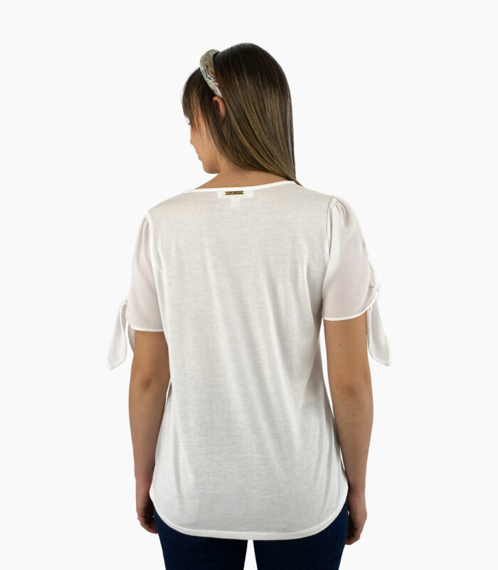 Camiseta blanca con lazada en las mangas - Michael Kors