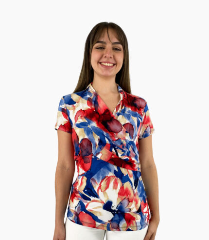 Blusa con escote cruzado manga corta - DKNY