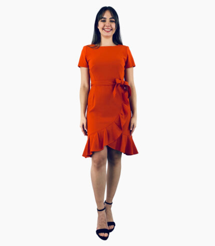 Vestido a la rodilla con volante - Calvin Klein
