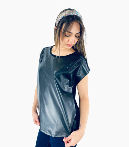Camiseta hombro caído polipiel - DKNY