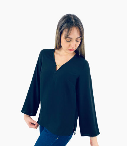 Blusa negra manga larga campana - Michael Kors