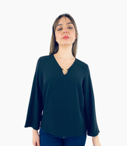 Blusa negra manga larga campana - Michael Kors