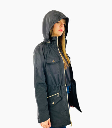 Chubasquero con capucha ajustable negro - Michael Kors