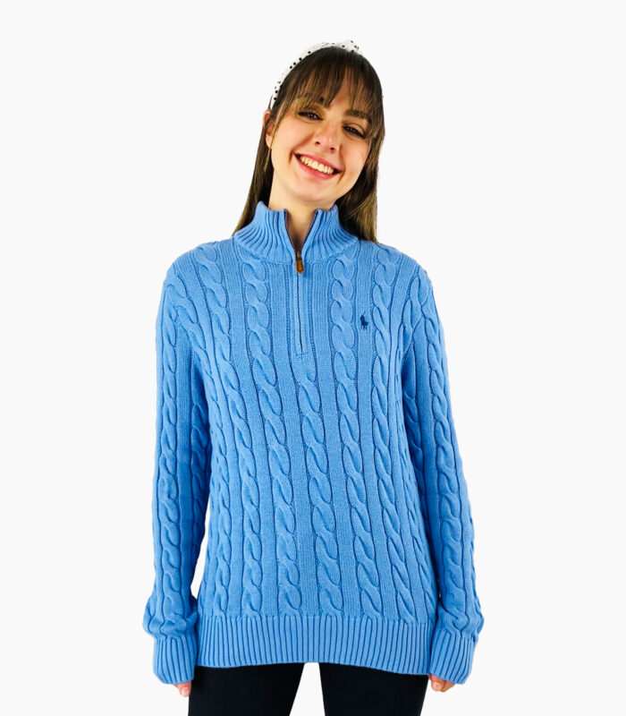 Jersey de punto trenzado azul - Ralph Lauren