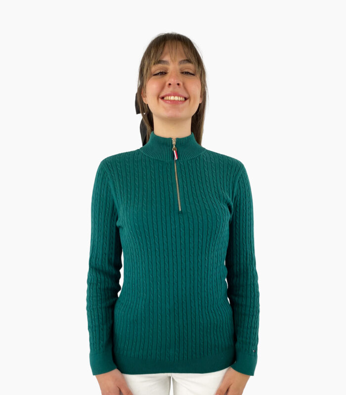 Jersey tejido cuello alto con cremallera - Tommy Hilfiger