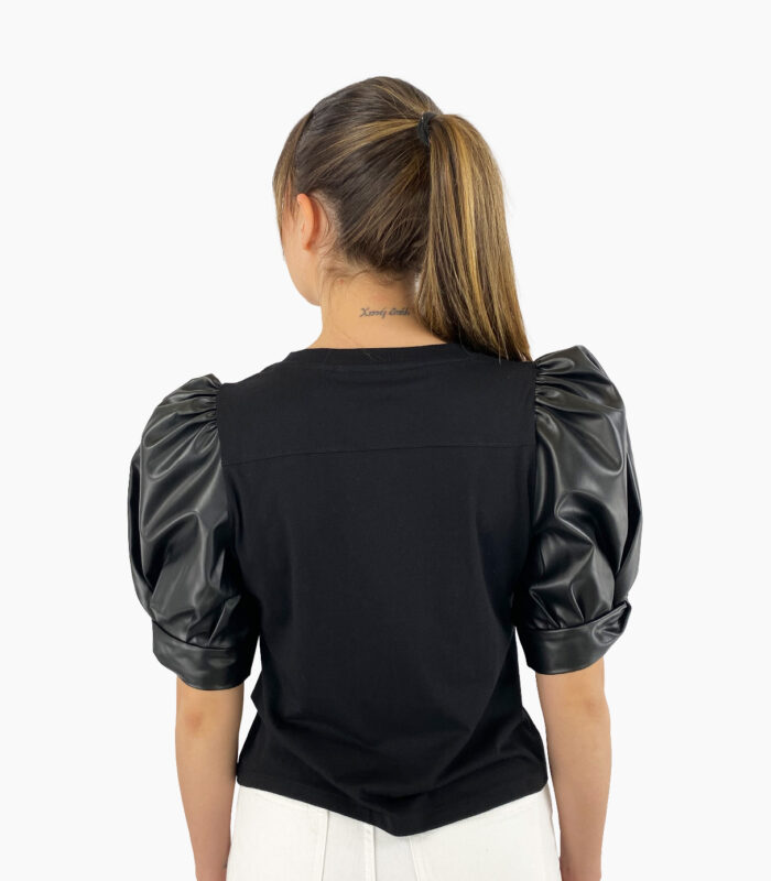Camiseta manga corta abullonada polipiel - DKNY