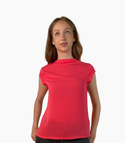 Blusa cuello alto liso rosa fucsia - Calvin Klein