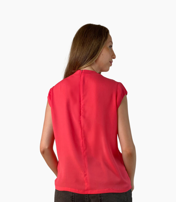 Blusa cuello alto liso rosa fucsia - Calvin Klein
