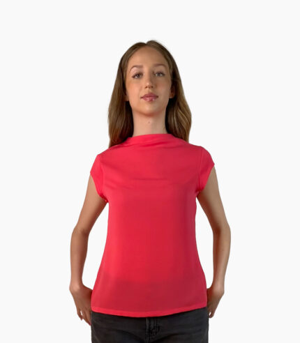 Blusa cuello alto liso rosa fucsia - Calvin Klein