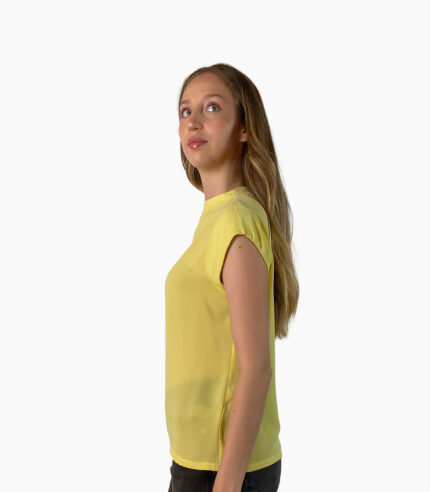 Blusa cuello alto liso verde limón - Calvin Klein