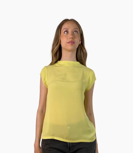 Blusa cuello alto liso verde limón - Calvin Klein