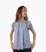 Blusa azul cielo cuello alto con lazada - Calvin Klein