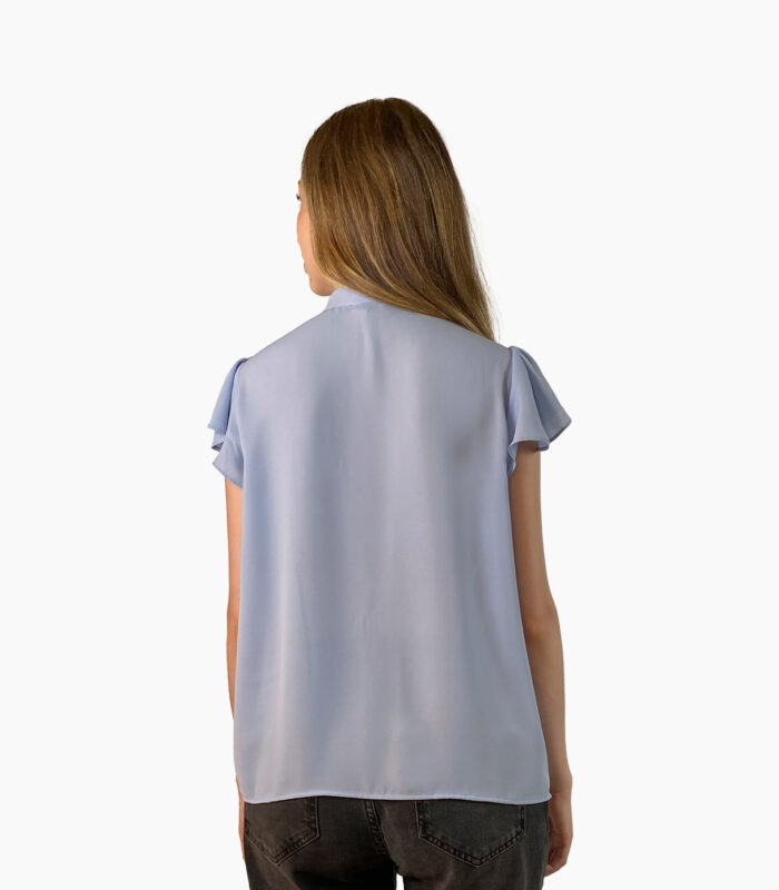 Blusa azul cielo cuello alto con lazada - Calvin Klein