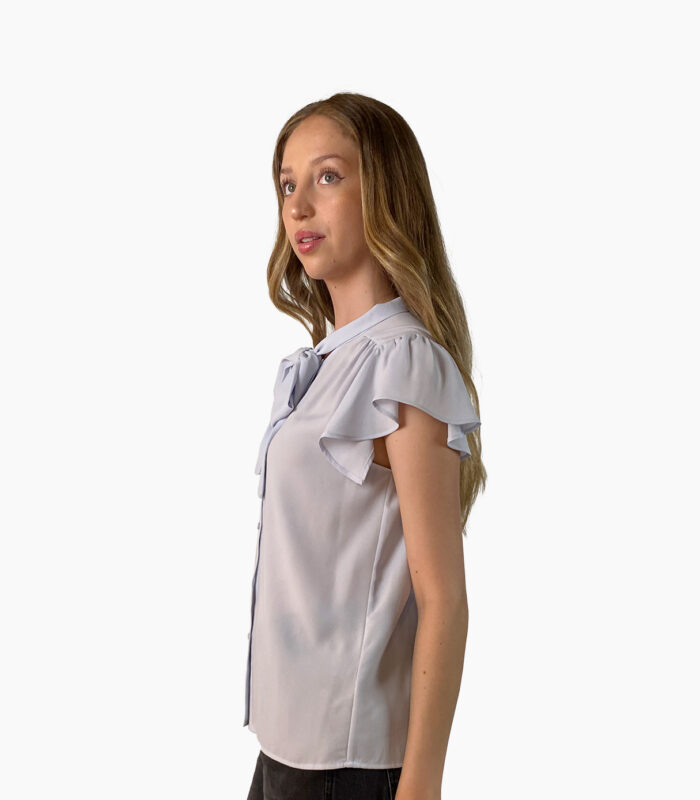 Blusa gris claro cuello alto con lazada - Calvin Klein