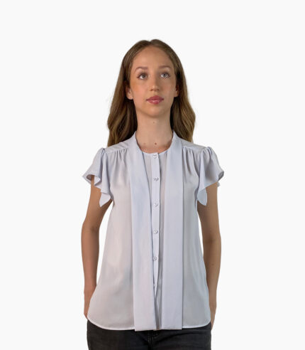 Blusa gris claro cuello alto con lazada - Calvin Klein