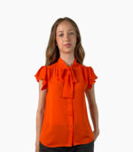 Blusa naranja cuello alto con lazada - Calvin Klein