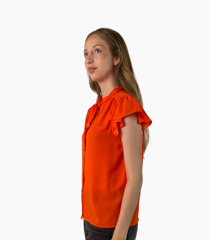 Blusa naranja cuello alto con lazada - Calvin Klein