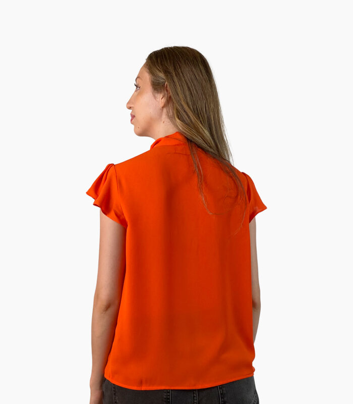 Blusa naranja cuello alto con lazada - Calvin Klein