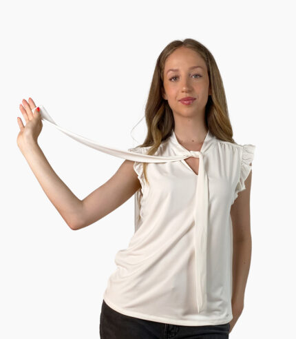 Blusa cuello alto con lazada y manga de volante - Calvin Klein