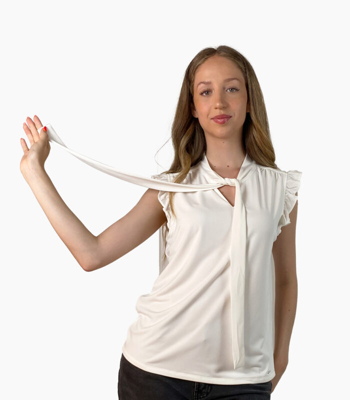 Blusa cuello alto con lazada y manga de volante - Calvin Klein